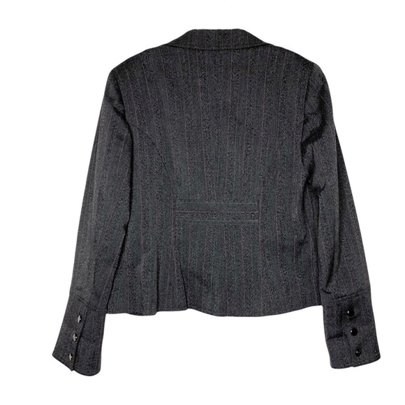 Signature BY LARRY LEVINE Gray & Coral Pinstripe Blazer Gunmetal Buttons Size 10 - Picture 2 of 6